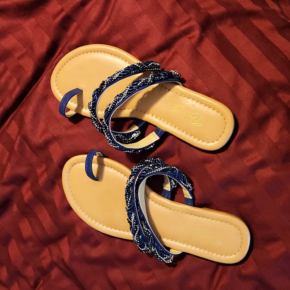 Blue beaded sandals